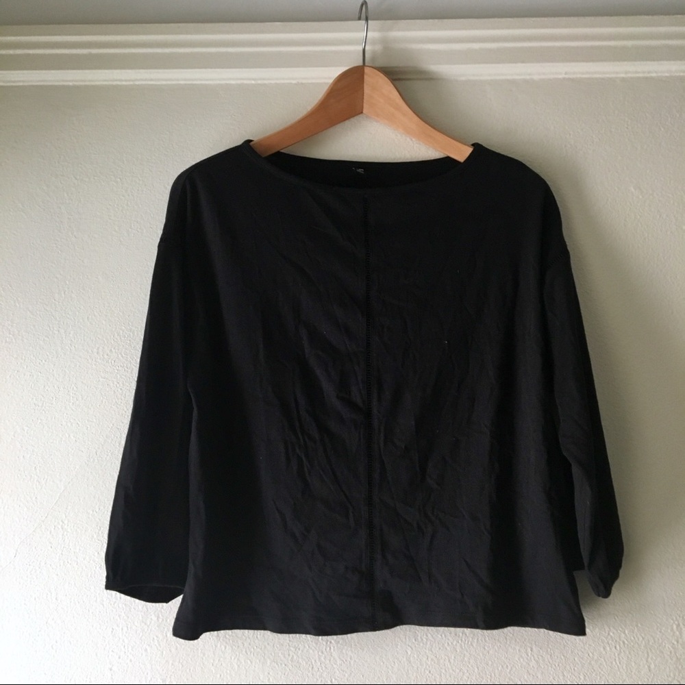 Uniqlo black 3/4 long sleeve top NWOT